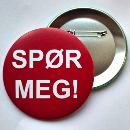 Spør meg! 75 mm button
